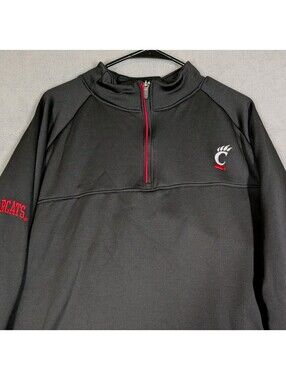 Champion Men XL Black Cincinnati Bearcats Quarter Zip Pullover NCAA UC Athletics